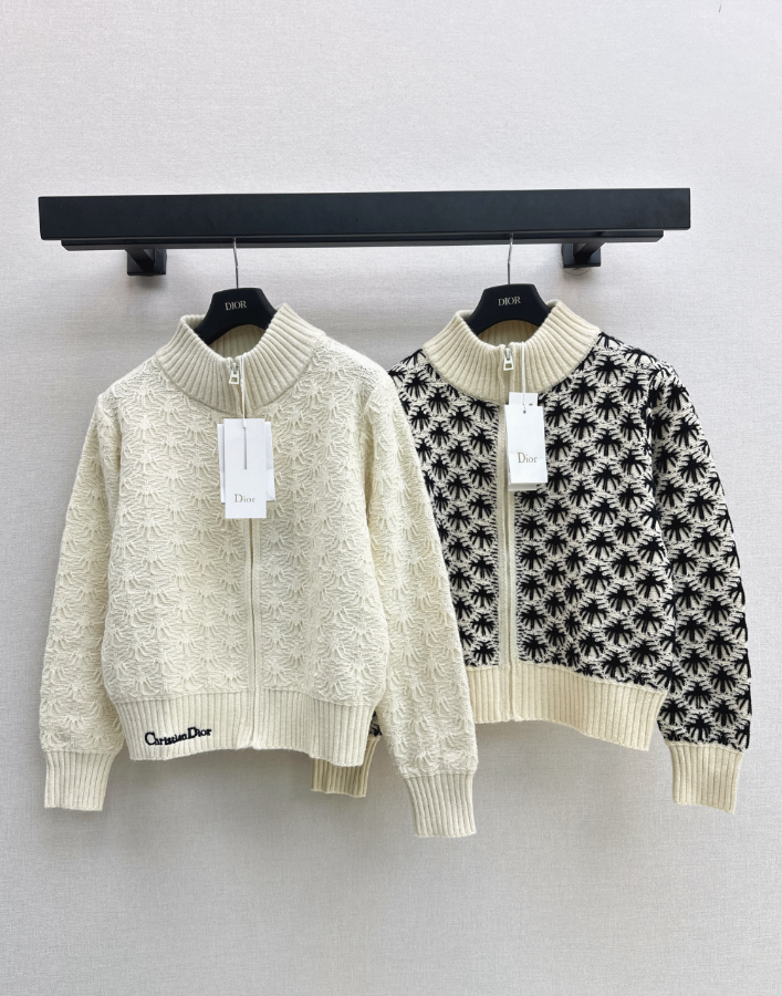 26 Fall/Winter Latest Zipper Stand Collar Loose Lazy Style Knit Cardigan