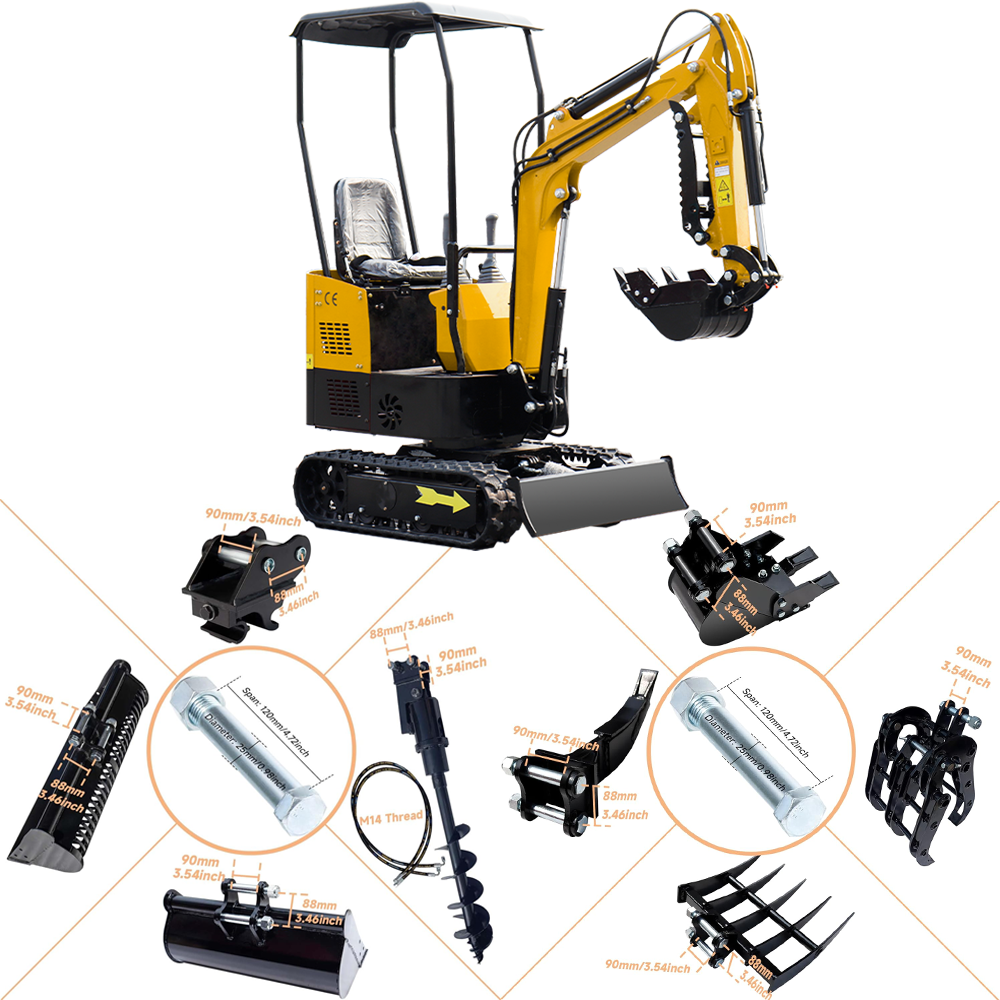 1 Ton Mini Excavator with 13.5 HP Gasoline Engine and Thumb Clip-MS10H