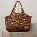 YSL 2026 Icare Wooden Bead  46cm Brown Woven Bag