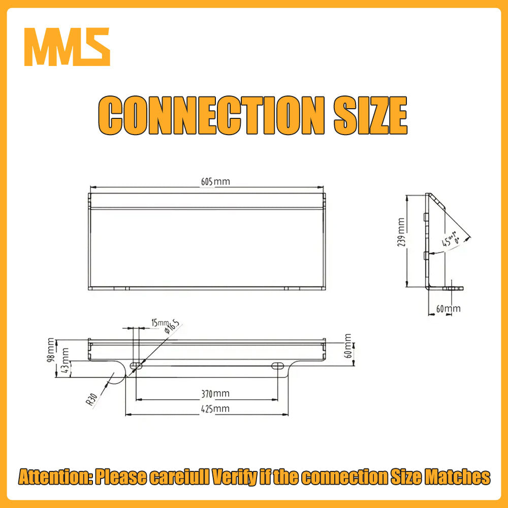 MMS Hydraulic Skid Steer Snow Plow, 30° Left & Right for MMS Skid Steer Loader