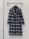 26New contrast plaid suit collar long sleeve mid-length jacket