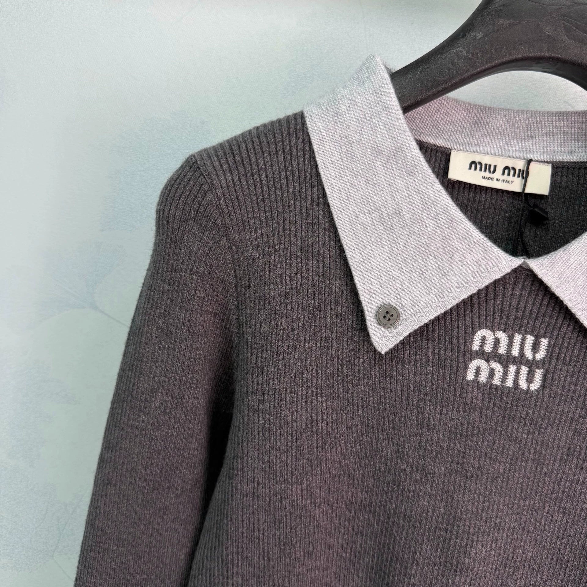 MiuMiu/Color-Block Collar Knit Sweater