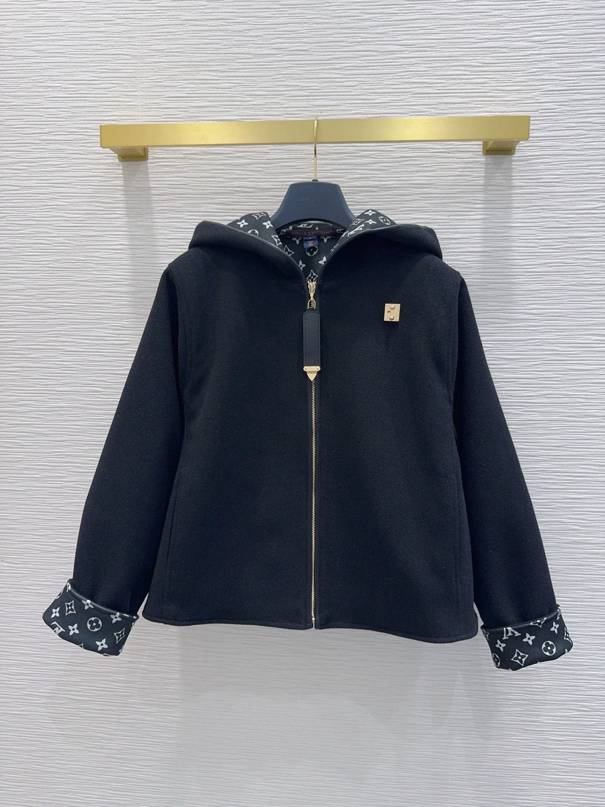 26New Hooded Long-Sleeve Wool-Blend Coat