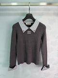 MiuMiu/Color-Block Collar Knit Sweater