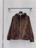 26New Long-Sleeve Chenille Zip-Up Hooded Jacket