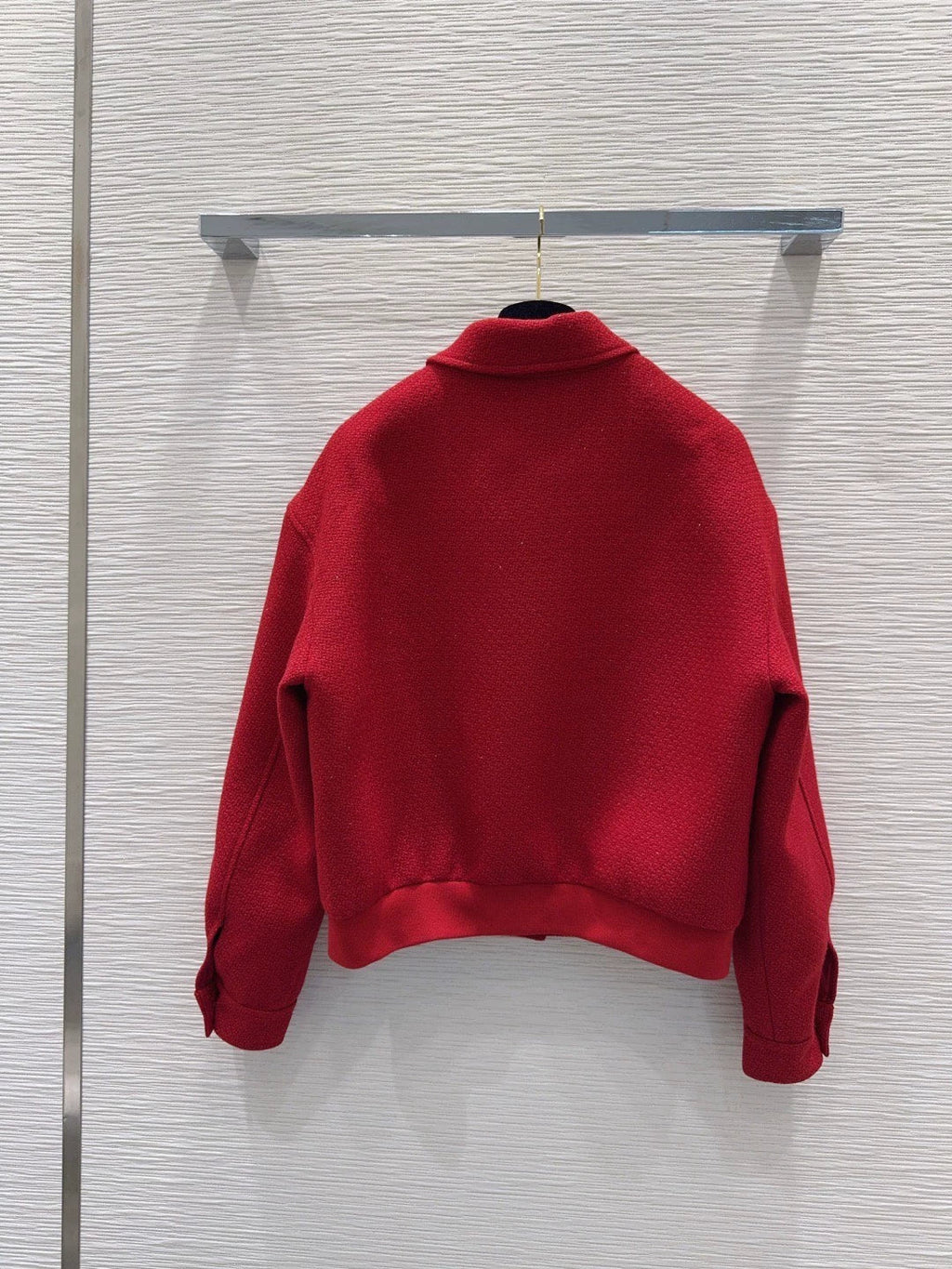 Red Single-Breasted Long-Sleeve Jacket