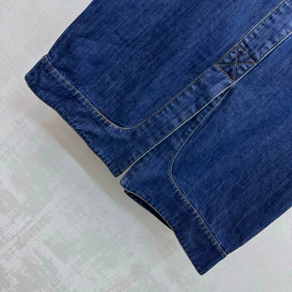 FENDI/26New Arrival:Paneled Denim Midi Skirt with Slit
