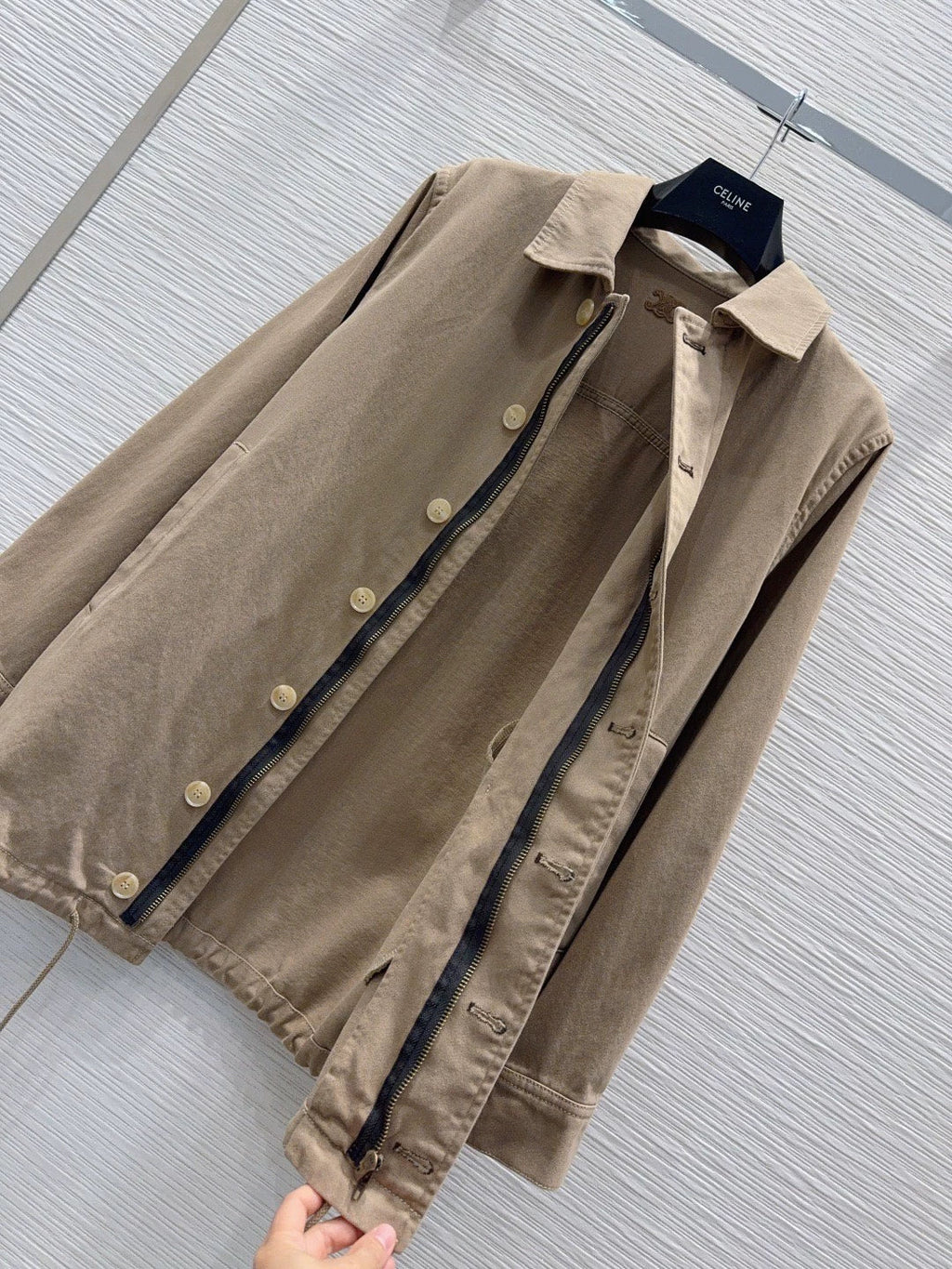 26New Long-Sleeve Shirt Jacket with Embroidered Back Logo and Tie-Detail