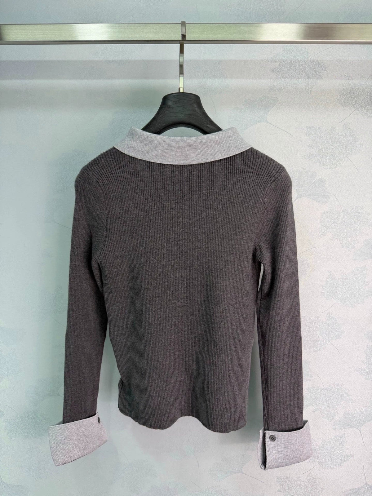 MiuMiu/Color-Block Collar Knit Sweater