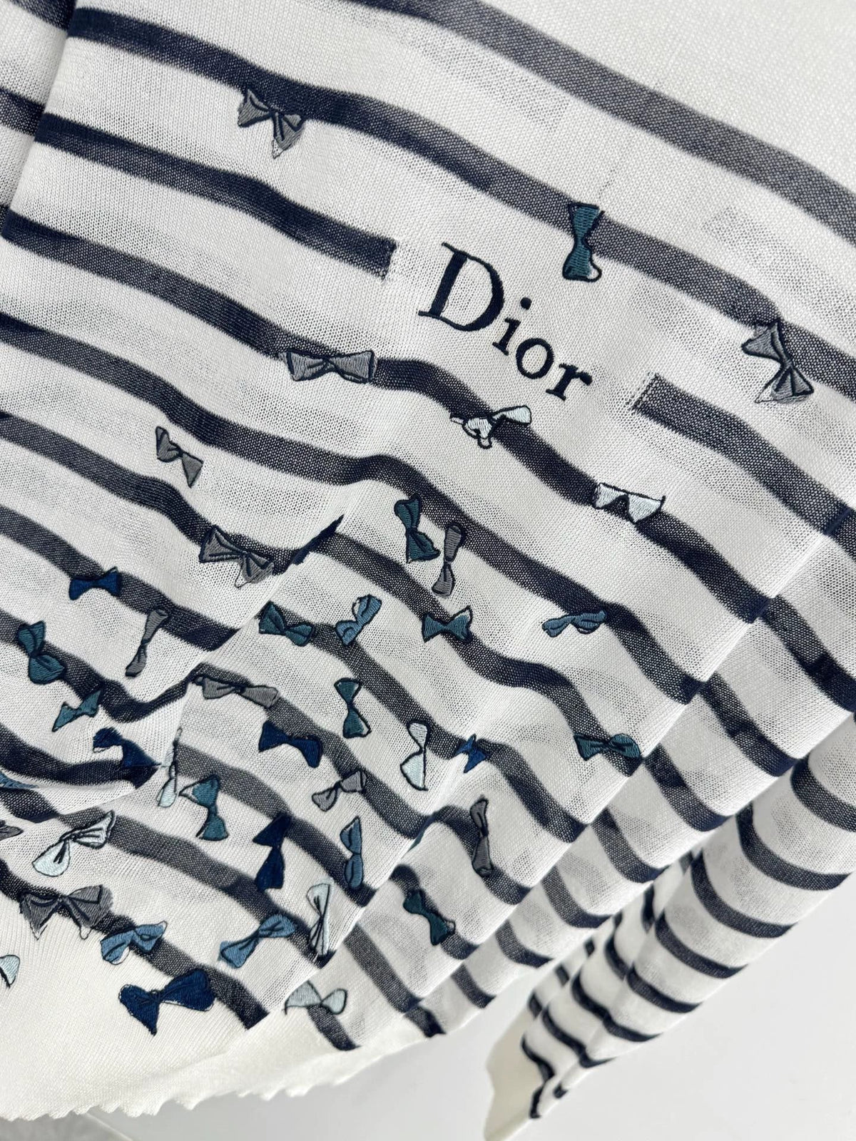26Striped Bow-Embroidered Knit Top
