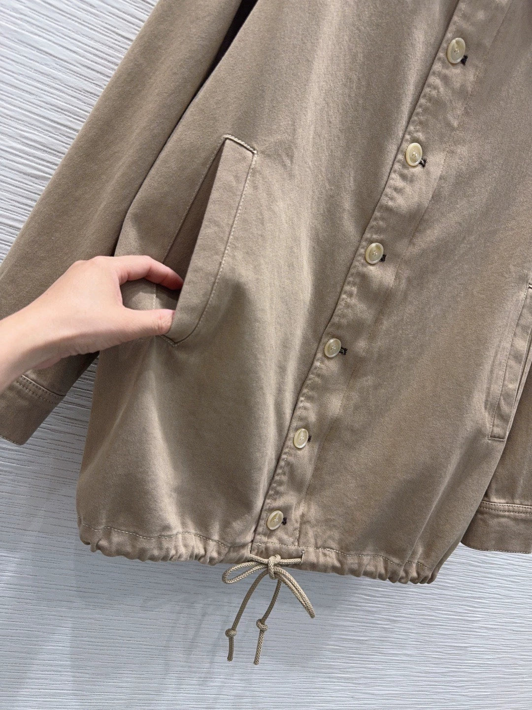 26New Long-Sleeve Shirt Jacket with Embroidered Back Logo and Tie-Detail