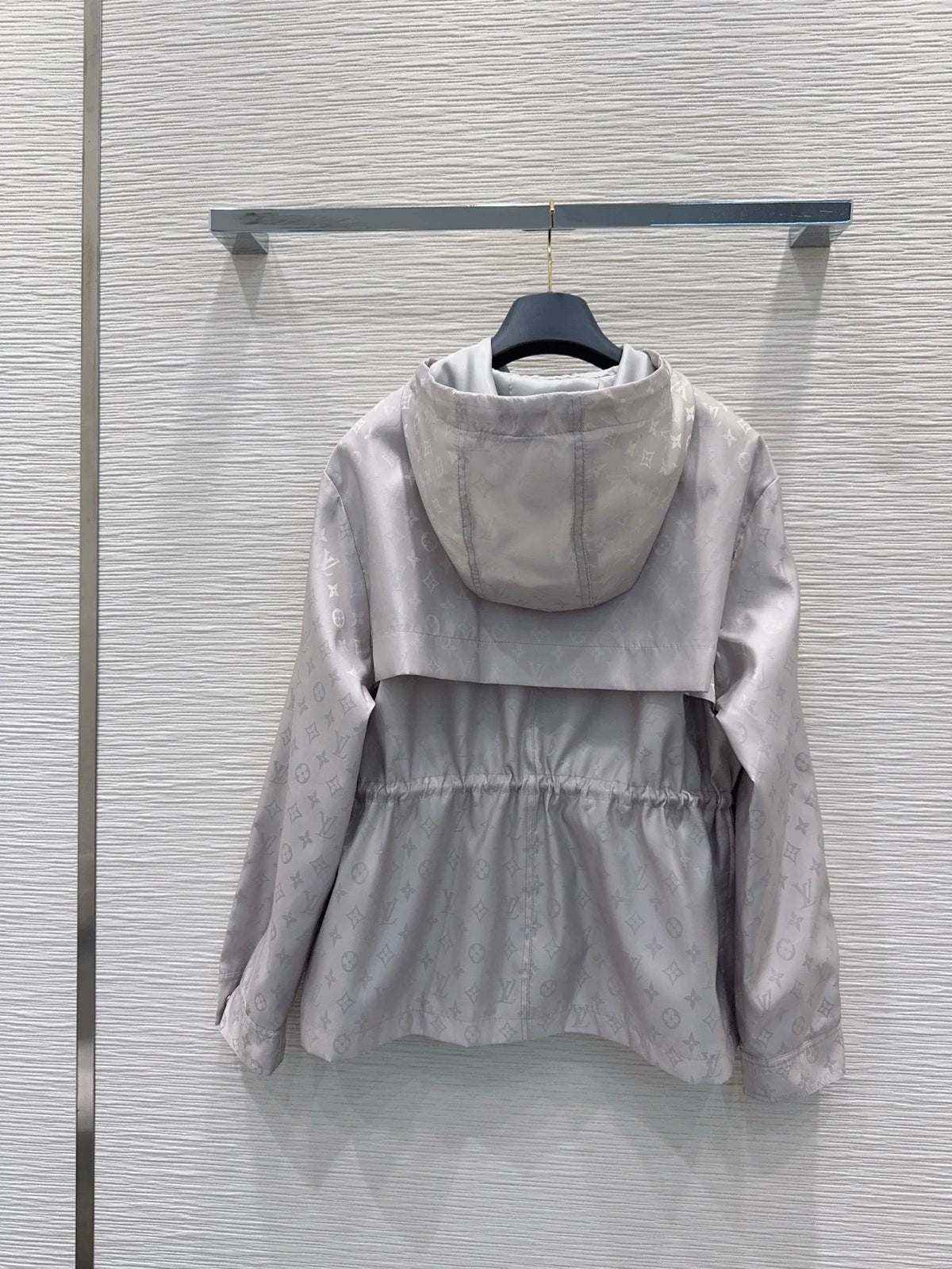 26New dark floral drawstring hooded long-sleeved jacket