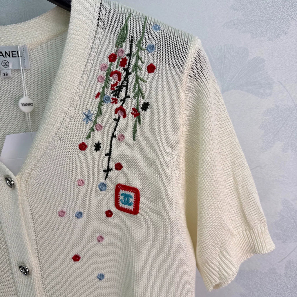 Chanel/26 New Embroidered Short-Sleeve Knit Cardigan