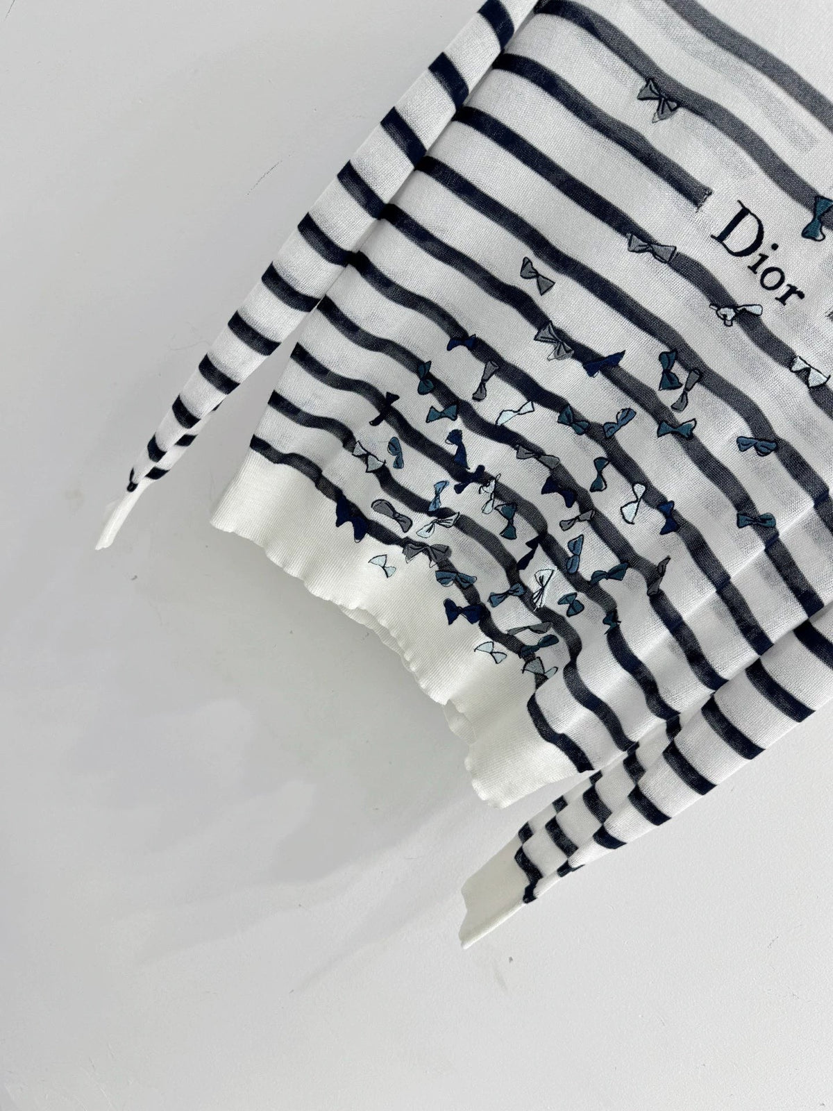 26Striped Bow-Embroidered Knit Top