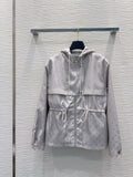 26New dark floral drawstring hooded long-sleeved jacket