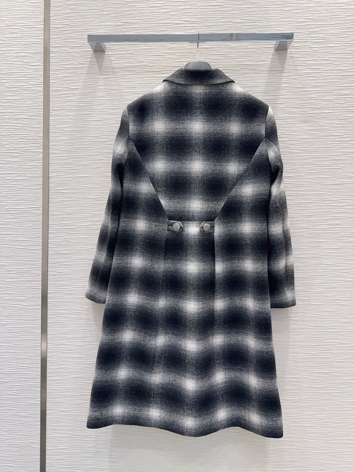 26New contrast plaid suit collar long sleeve mid-length jacket