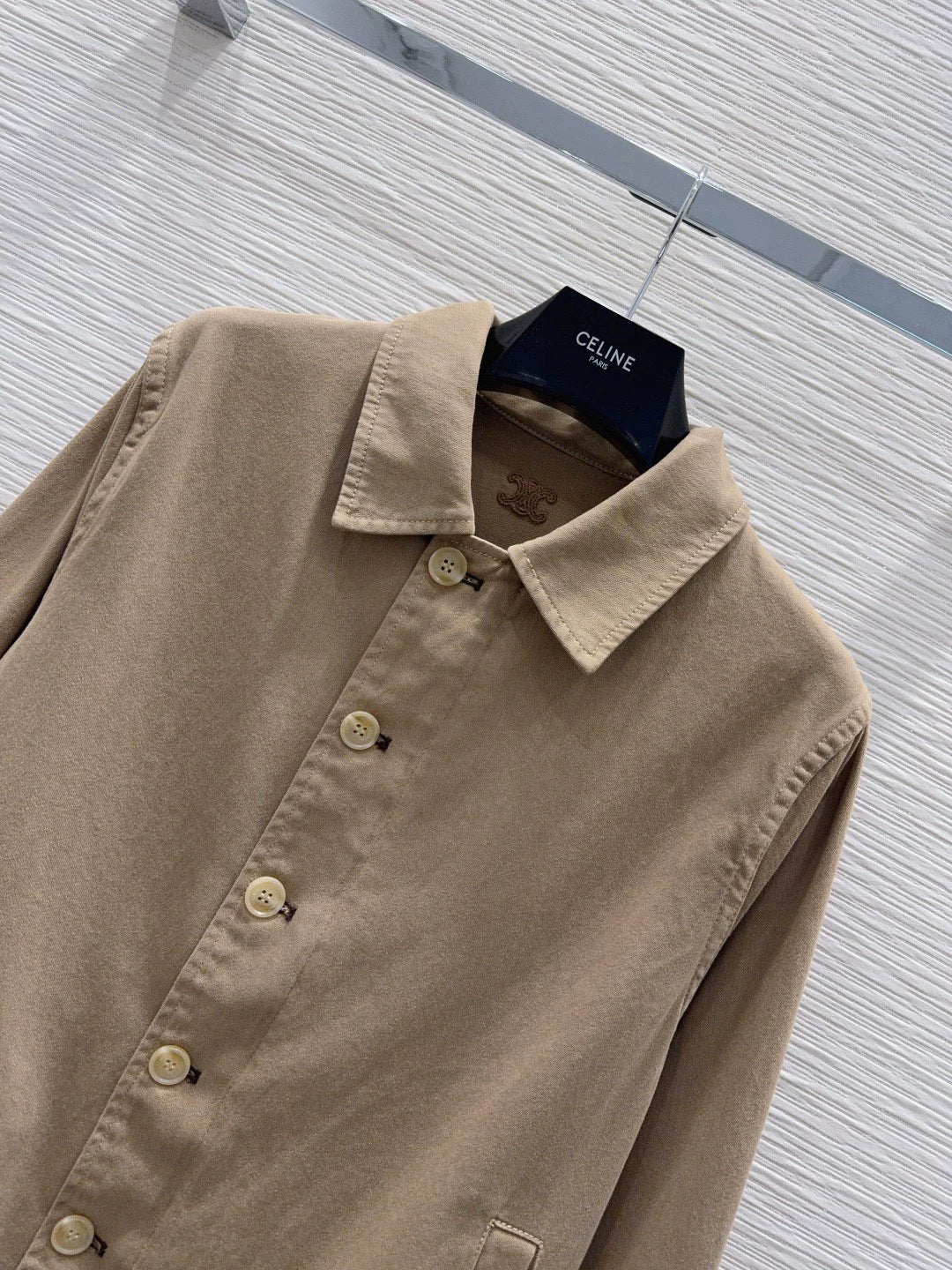26New Long-Sleeve Shirt Jacket with Embroidered Back Logo and Tie-Detail