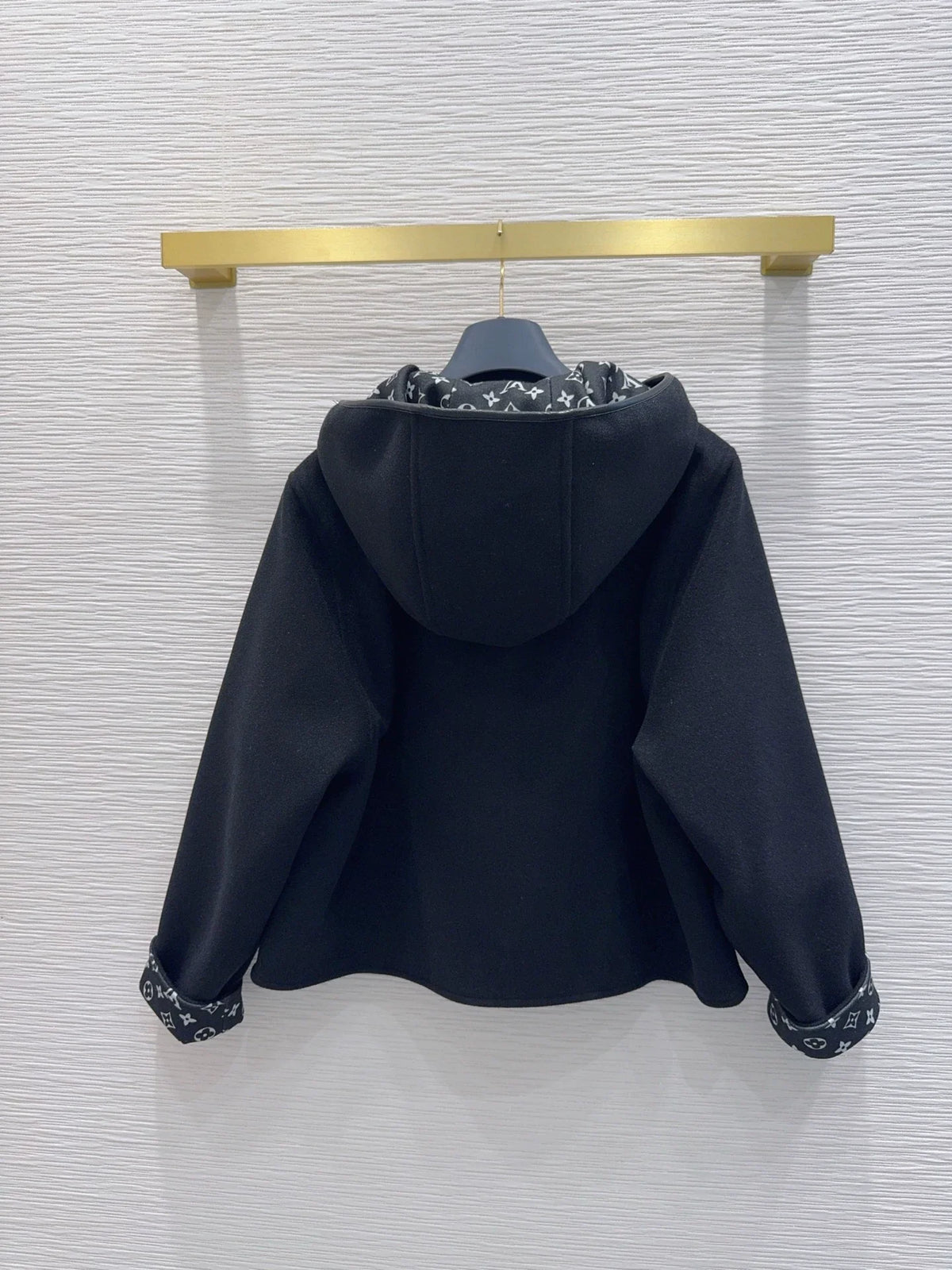 26New Hooded Long-Sleeve Wool-Blend Coat