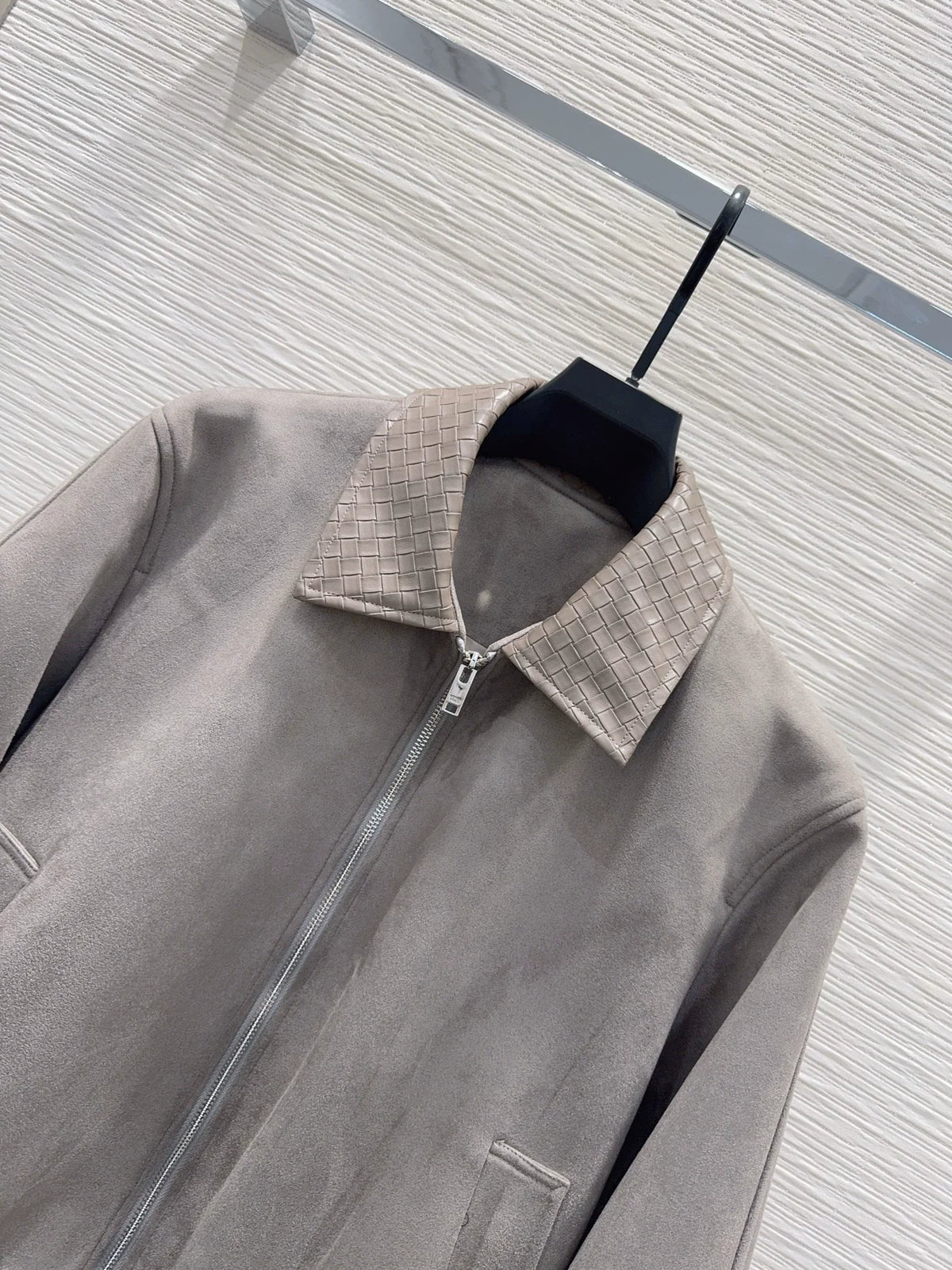 26New Collection: Long-Sleeve Jacket with a Knitted Collar (Grey)