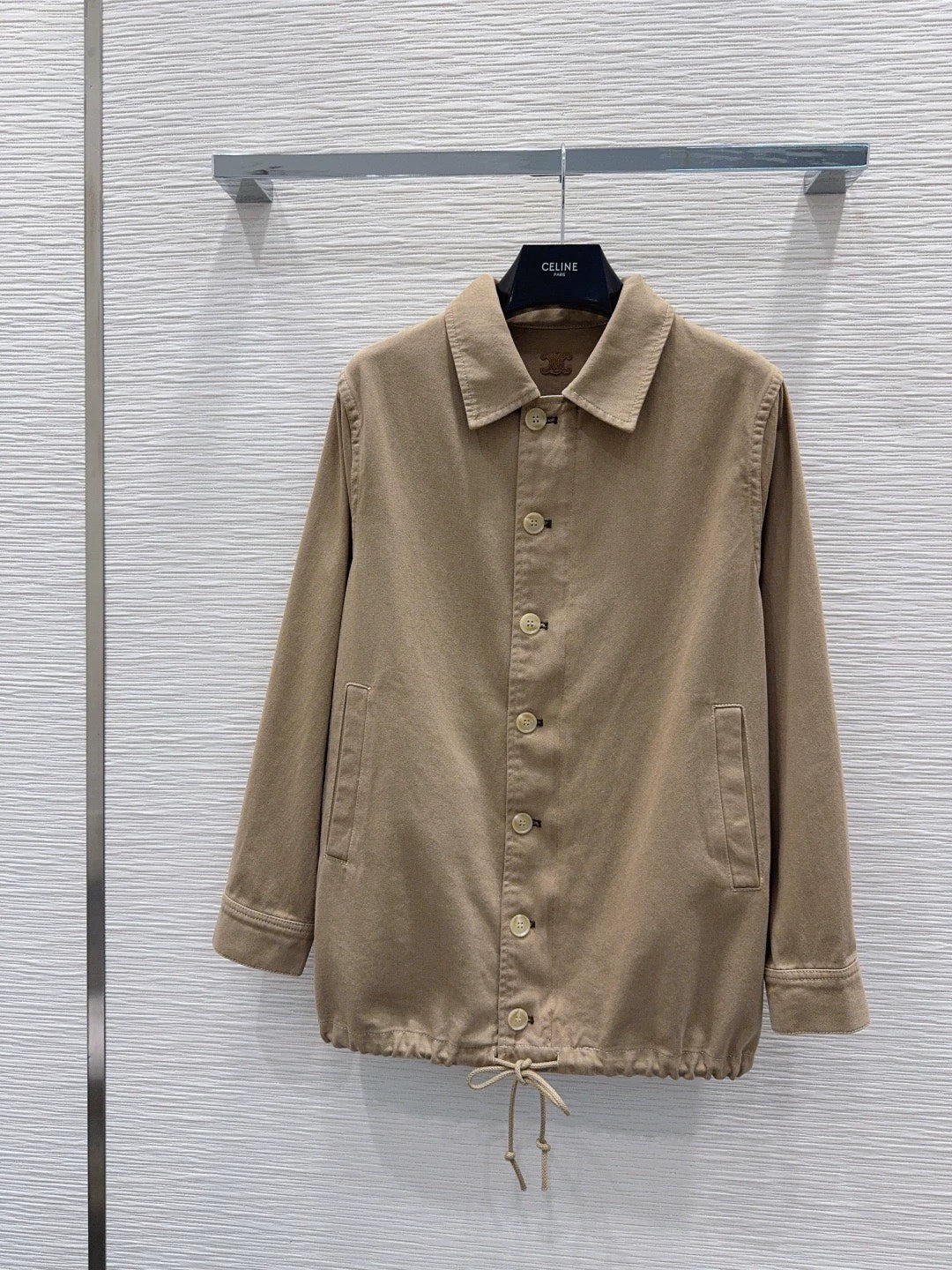 26New Long-Sleeve Shirt Jacket with Embroidered Back Logo and Tie-Detail