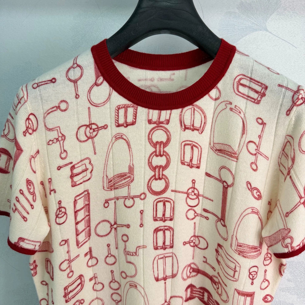 Hermès / 26 Early Autumn New Round Neck Knit Short Sleeve