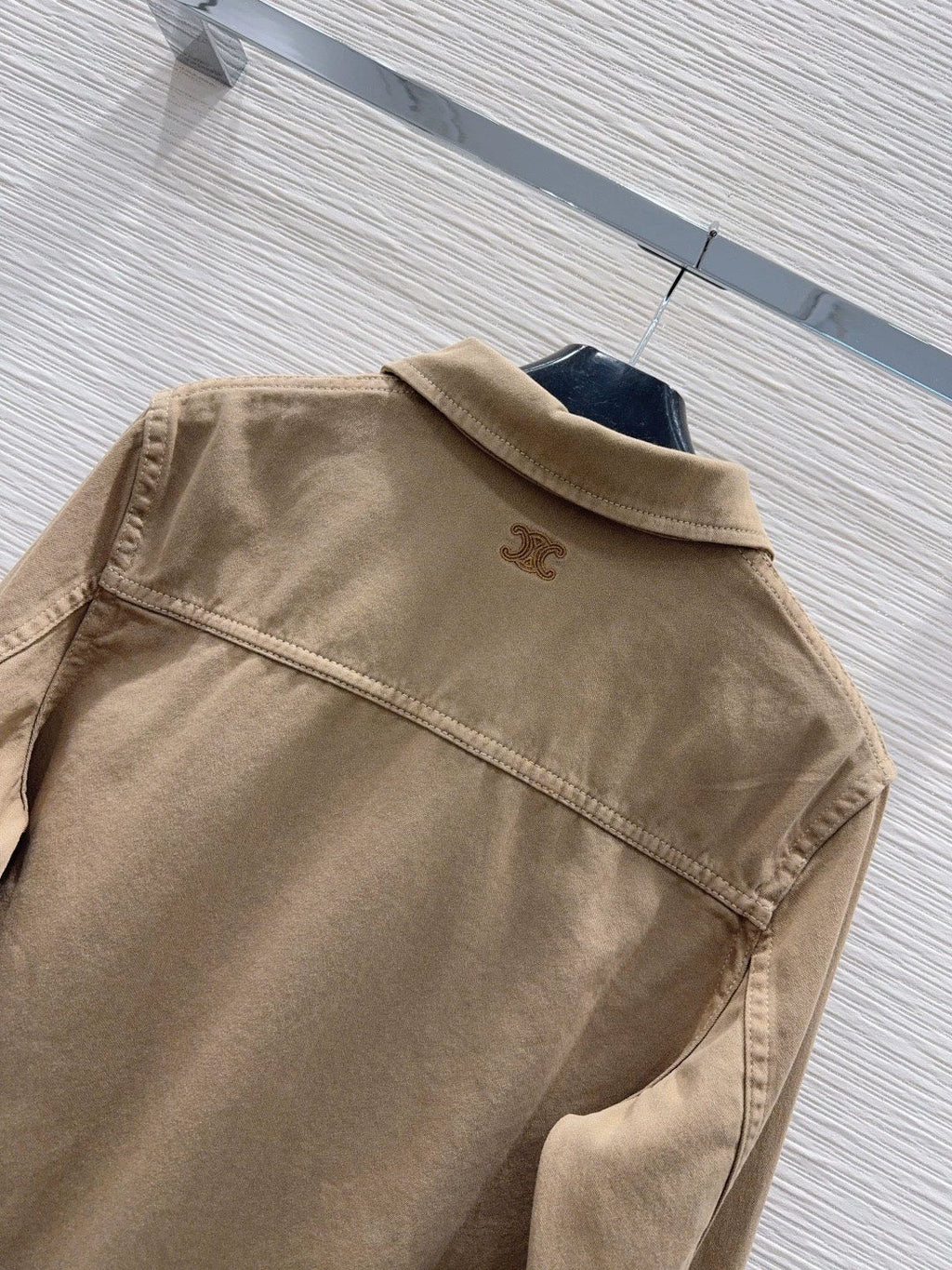 26New Long-Sleeve Shirt Jacket with Embroidered Back Logo and Tie-Detail
