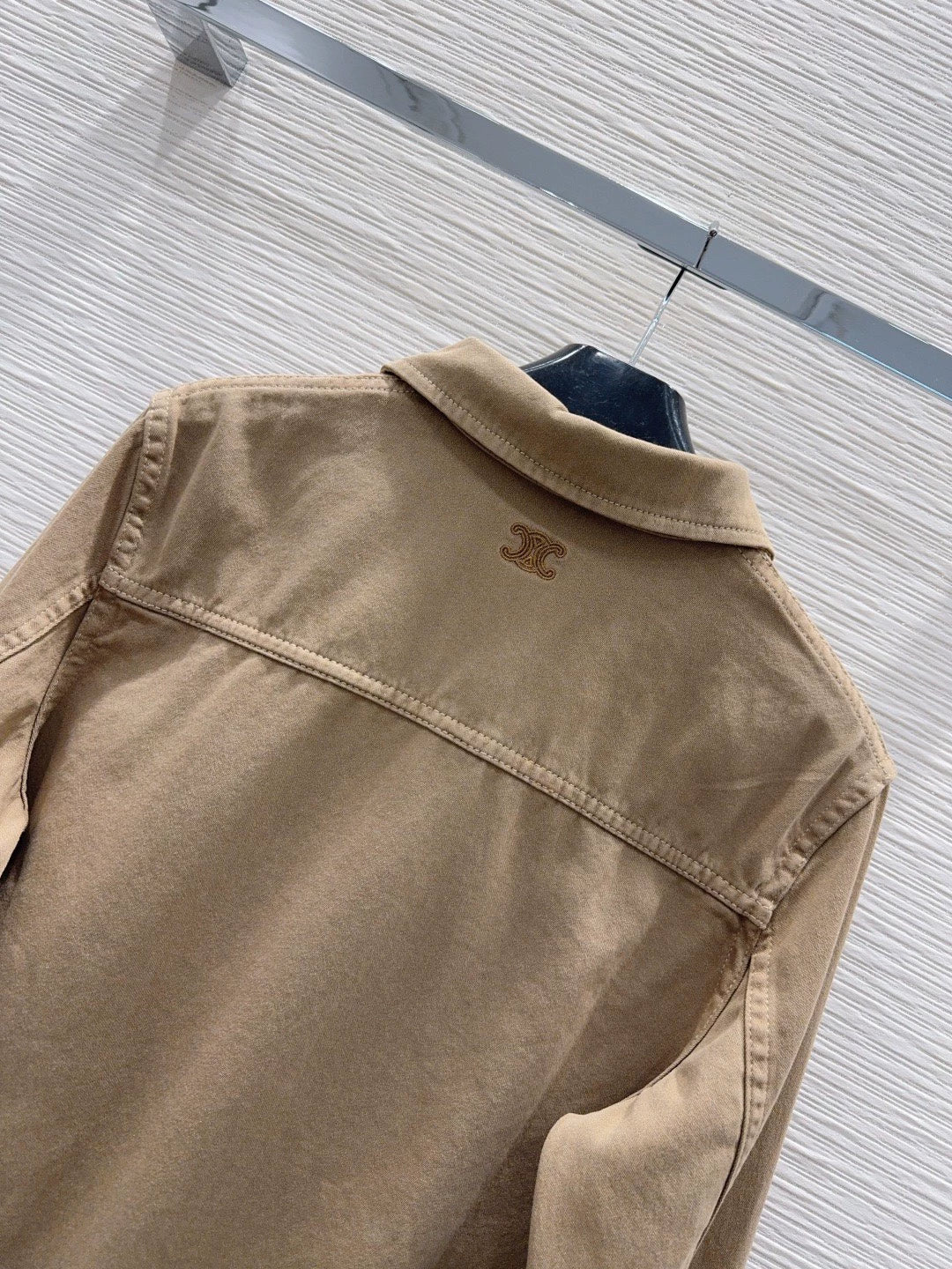 26New Long-Sleeve Shirt Jacket with Embroidered Back Logo and Tie-Detail