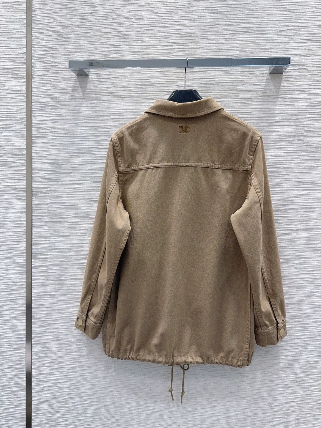 26New Long-Sleeve Shirt Jacket with Embroidered Back Logo and Tie-Detail