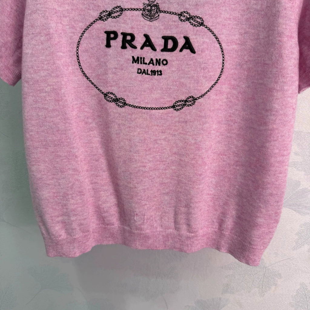 Prada/26 Early Autumn New Logo Knit Short Sleeve