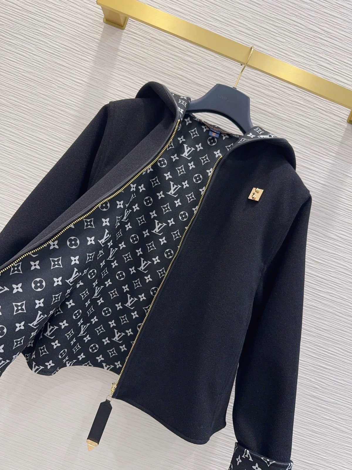 26New Hooded Long-Sleeve Wool-Blend Coat