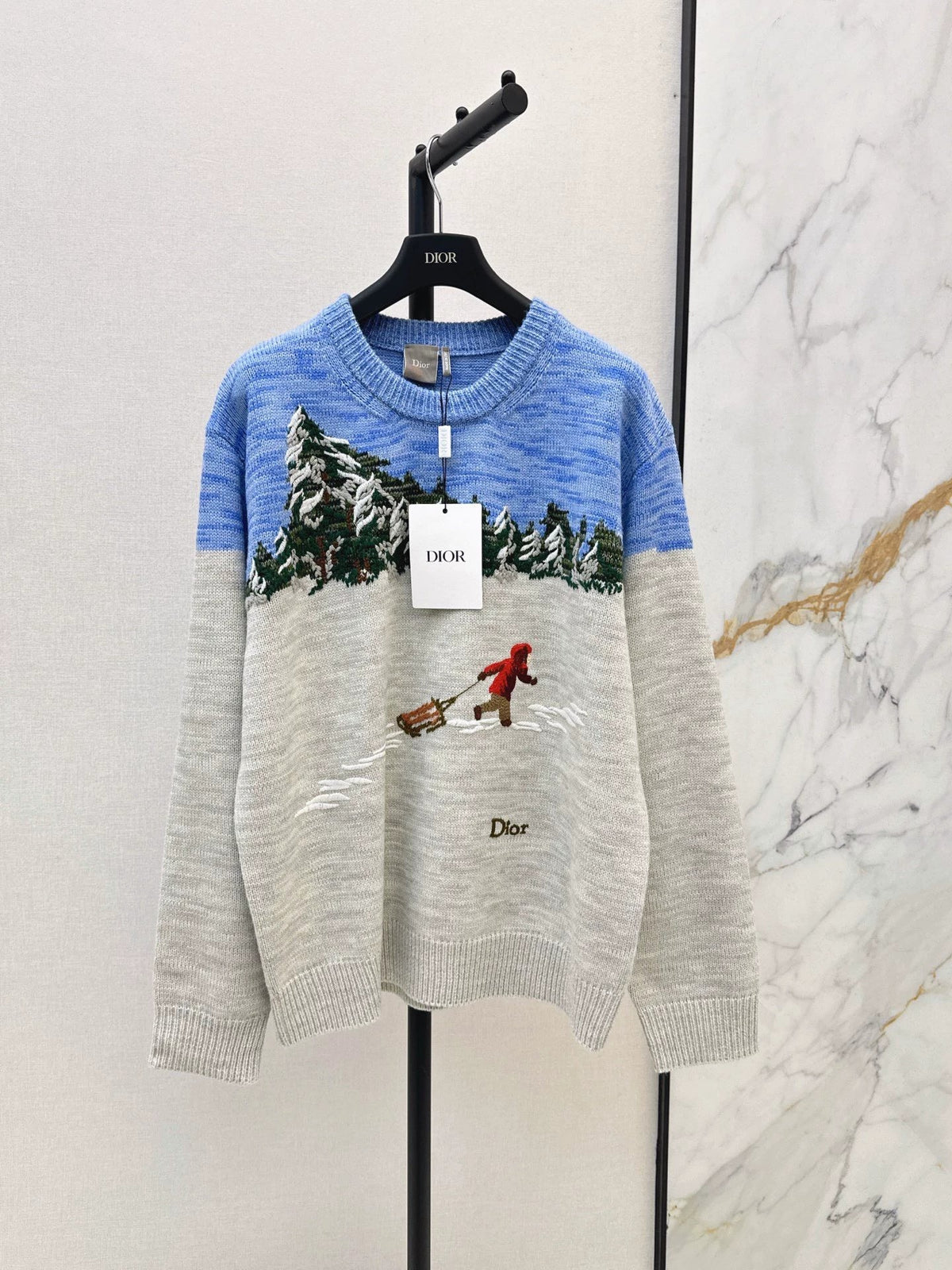 26New Color-Block Jacquard Loose-Fit Knit Sweater