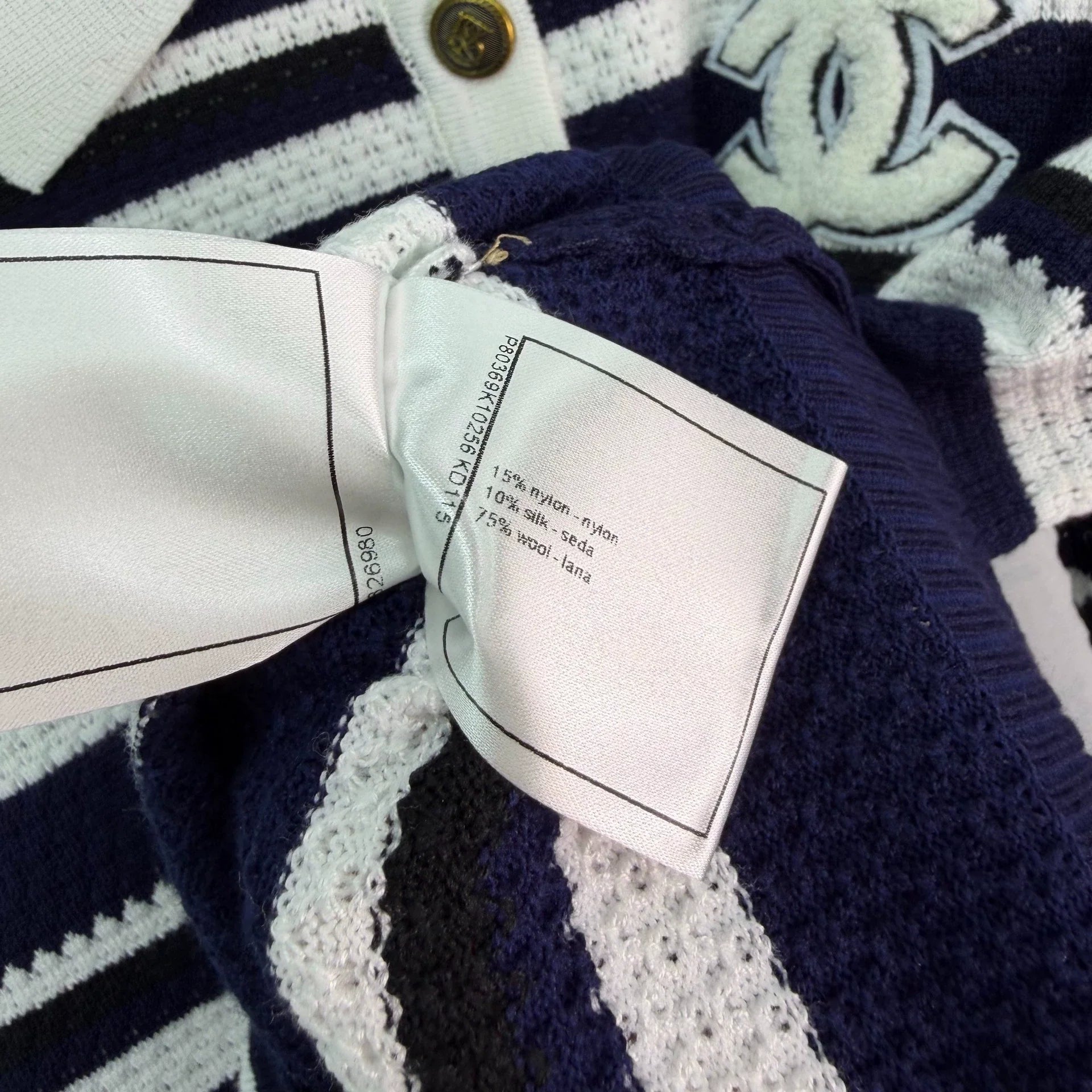 Chanel / 26F Early Autumn New Striped Polo Knit Sweater