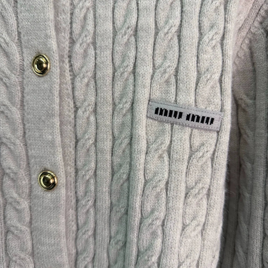 Miu Miu / Denim Patchwork Cable Knit Long Sleeve