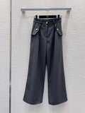 26New Button-Detail Casual Trousers