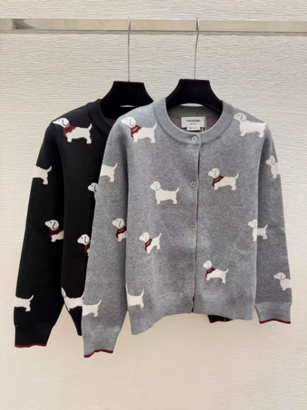Thom Browne/26 Early Spring New Full-Print Puppy Cardigan Sweater