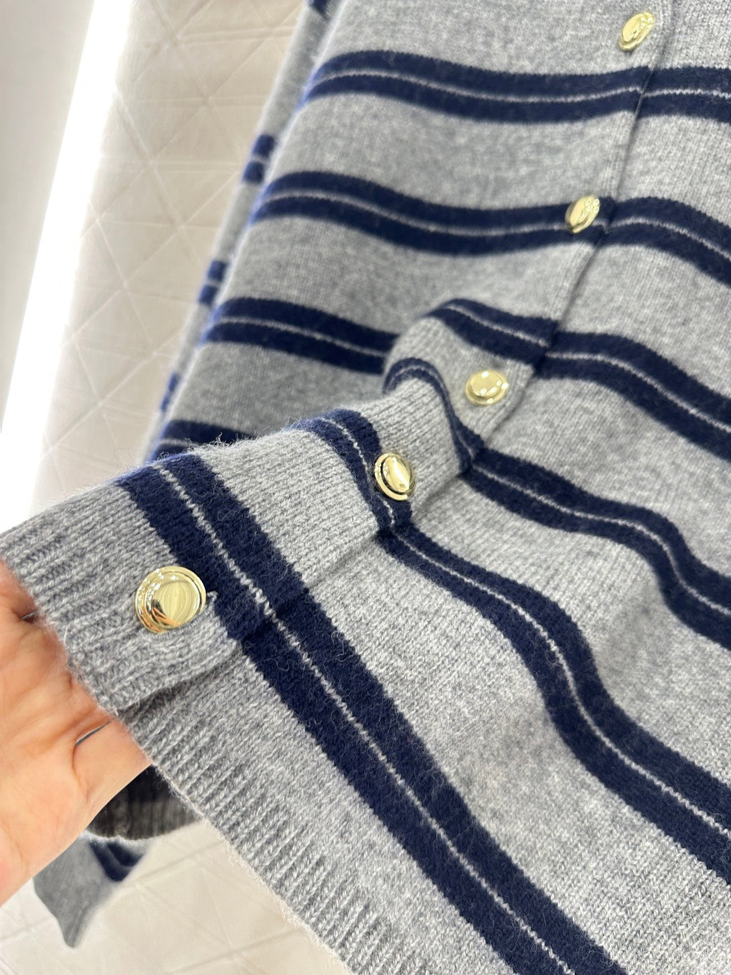 Striped Knit Long-Sleeve Cardigan