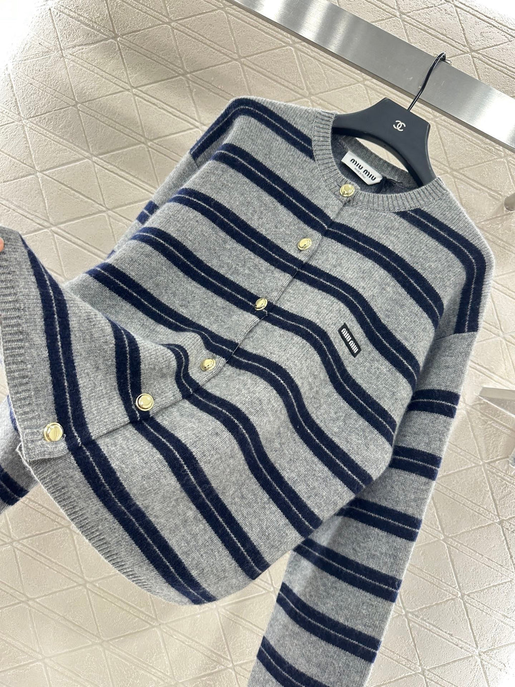 Striped Knit Long-Sleeve Cardigan