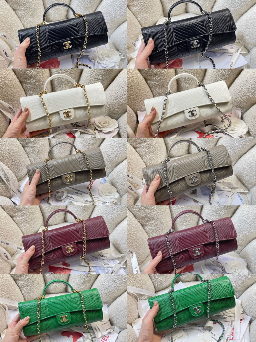 Chanel 2026 Lizard-Embossed Top Handle Bag 25cm Leather