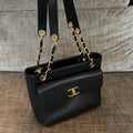 CHANEL 26S FLAP SHOULDER BAG 26 IN BLACK CAVIAR CALFSKIN GOLD HARDWARE