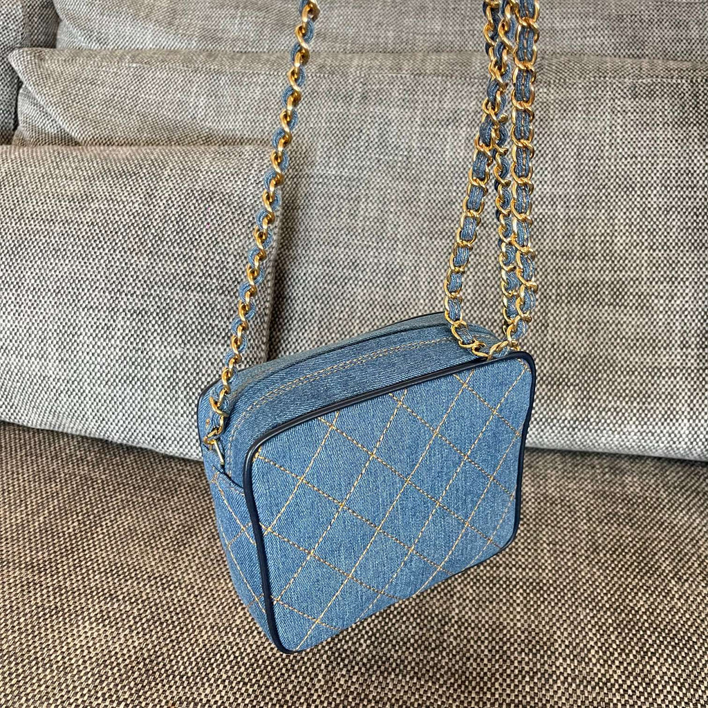 Chanel 2026 Camera Bag 17.5cm Blue Denim Leather