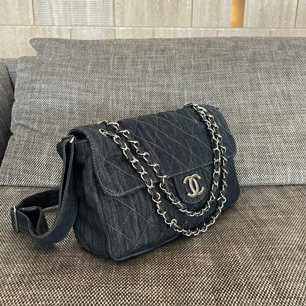 Chanel 2026 Stretch Spirit Messenger Bag Black Denim