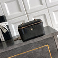 CHANEL 26S VANITY CASE 17 IN BLACK WOVEN RAFFIA GOLD HARDWARE