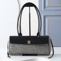 Chanel 2026 Urban Essential East West Bag 32cm Black mix Grey Leather Tweed