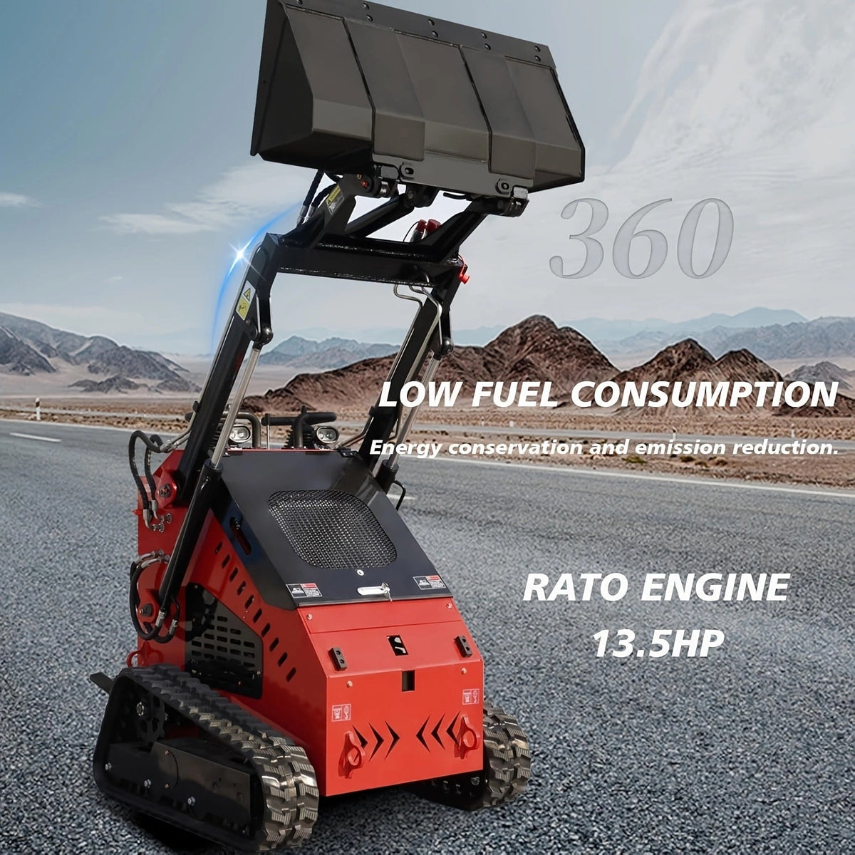 MS360  Mini Stand On Skid Steer Track Loader With 13.5HP Gas Engine
