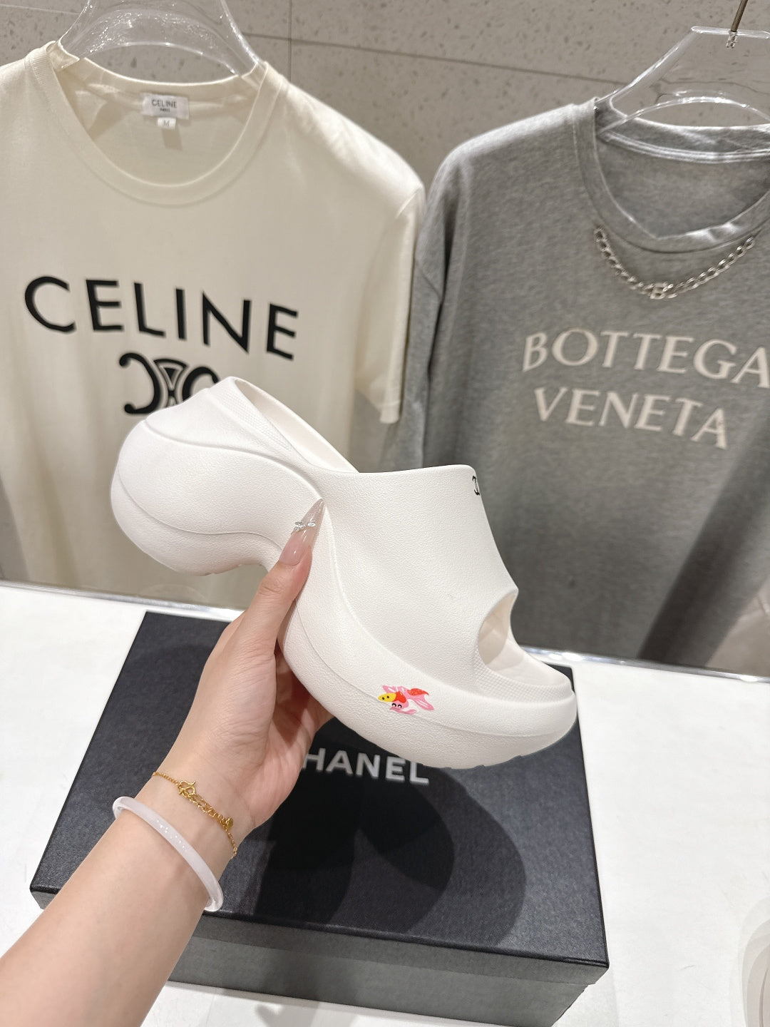 chanel/26SS NEW popular one-line thick-soled wedge-heeled slippers