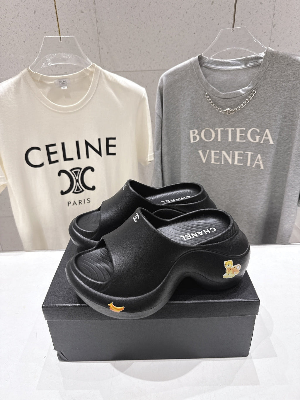 chanel/26SS NEW popular one-line thick-soled wedge-heeled slippers