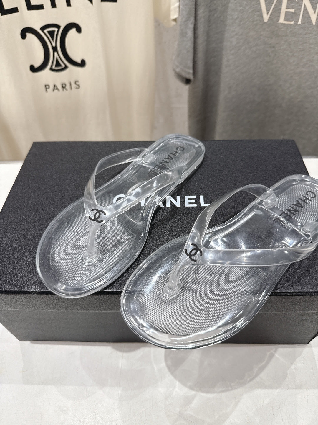 chanel/26SS NEW Transparent flip-flops beach slippers