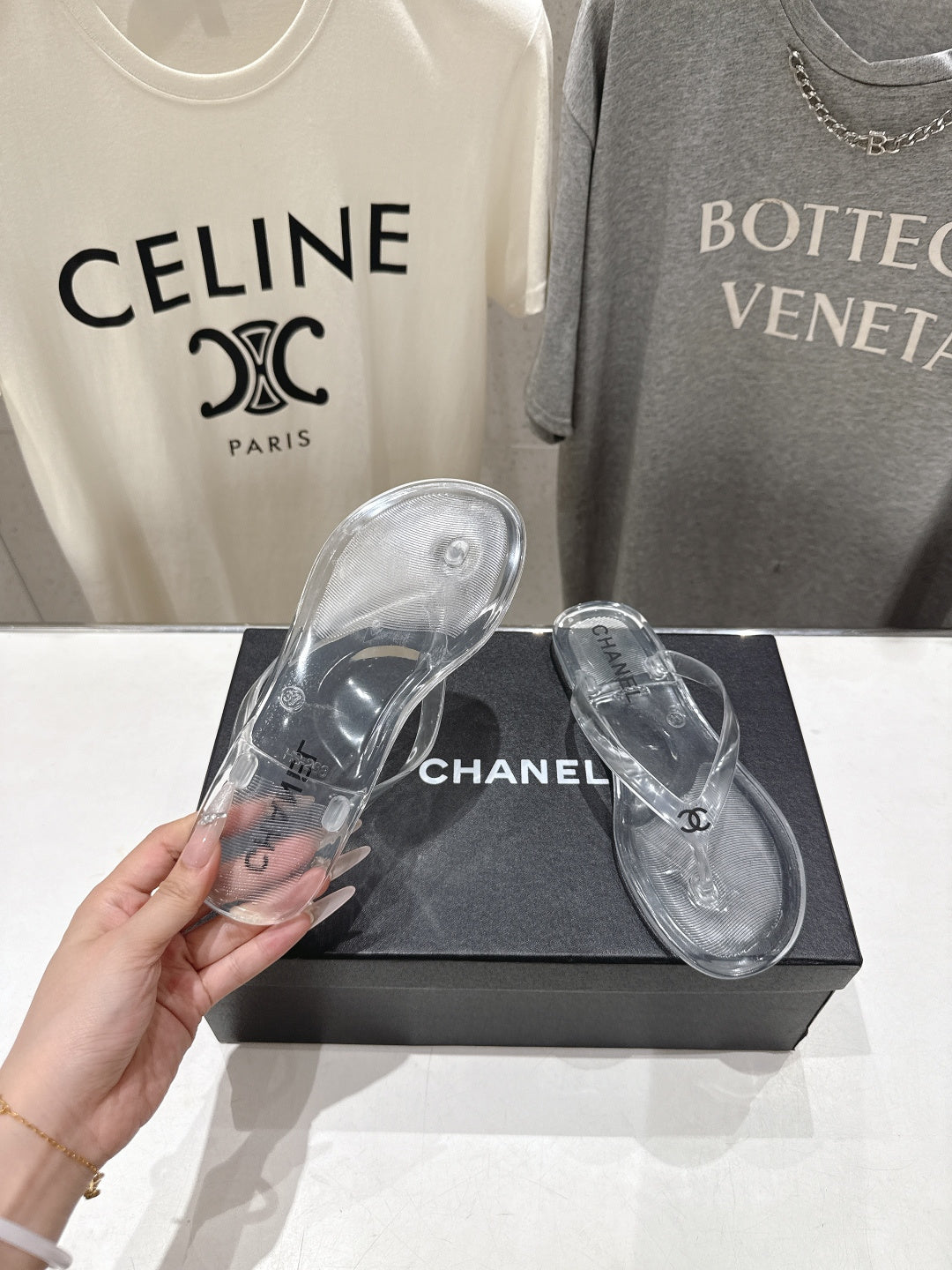 chanel/26SS NEW Transparent flip-flops beach slippers