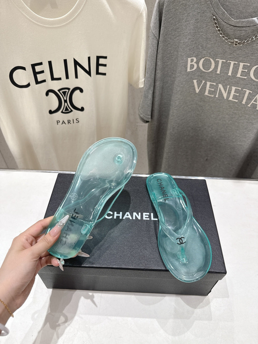 chanel/26SS NEW Transparent flip-flops beach slippers