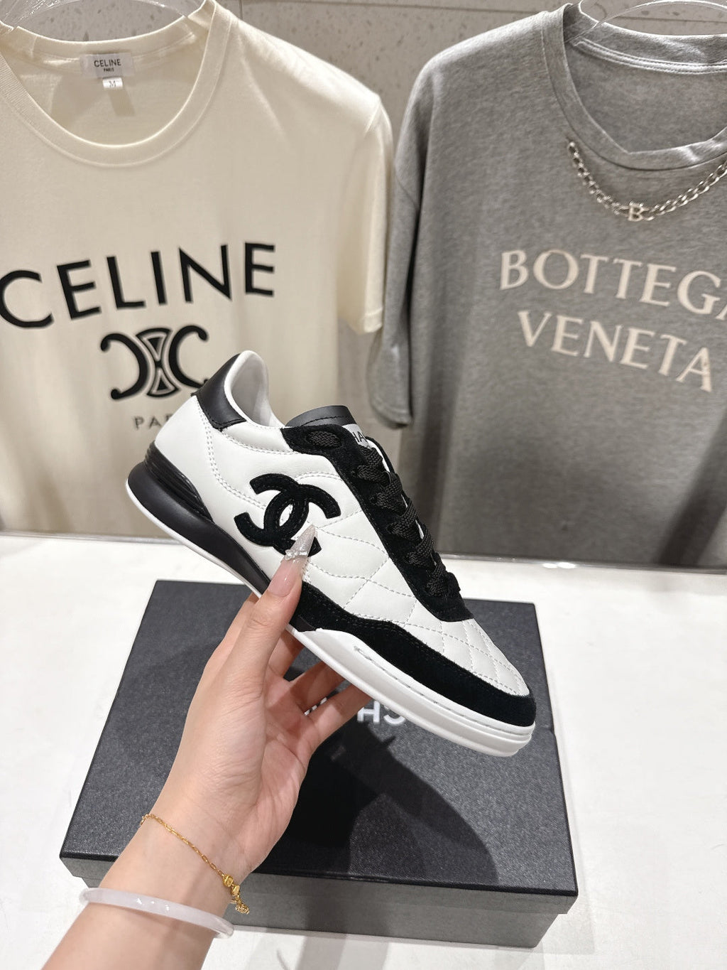 chanel/26SS NEW Diamond Panda Shoes Casual White Shoes Sports Shoes